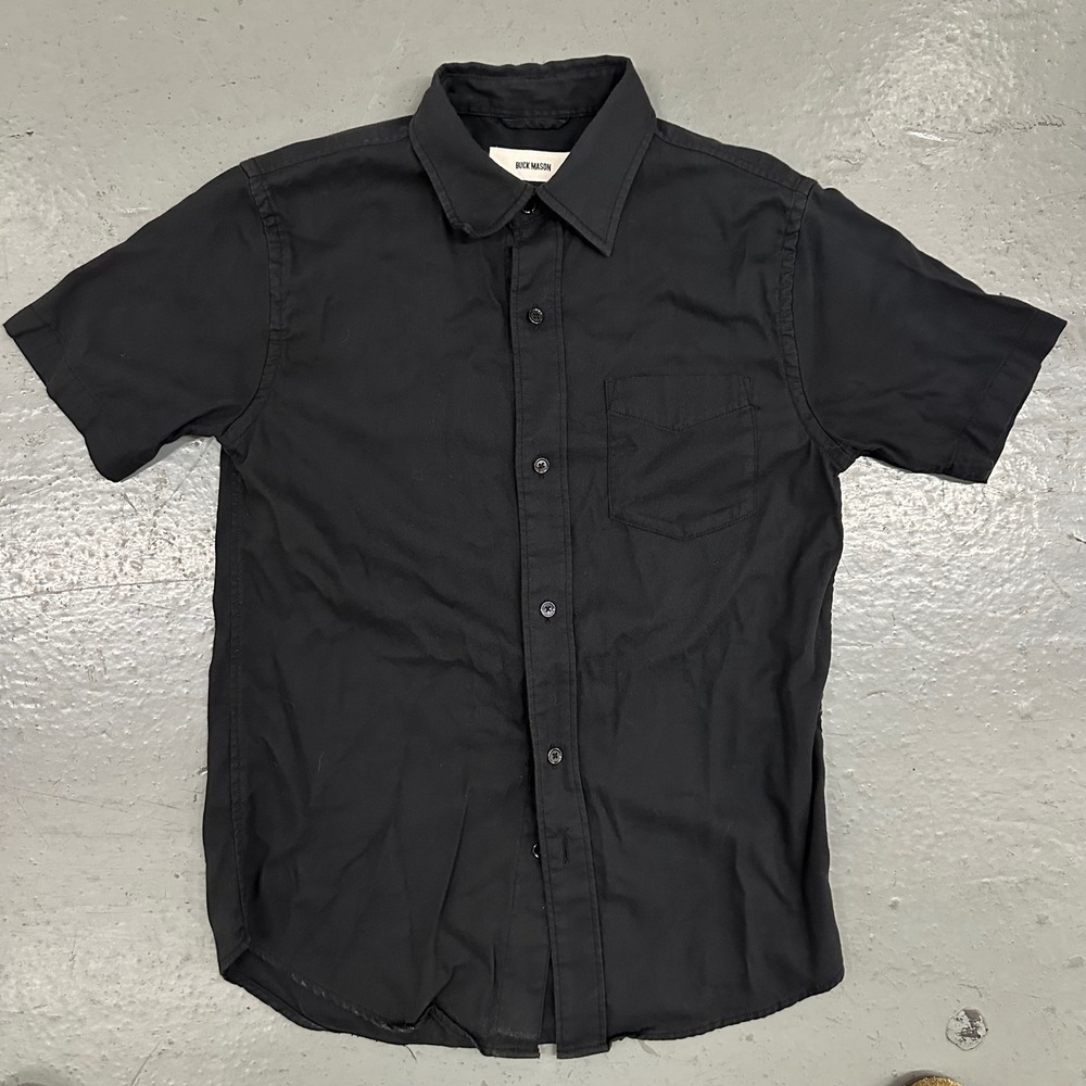 Buck Mason Mens X-Small Black Short Sleeve Button Down Shirt Preowned Pocket